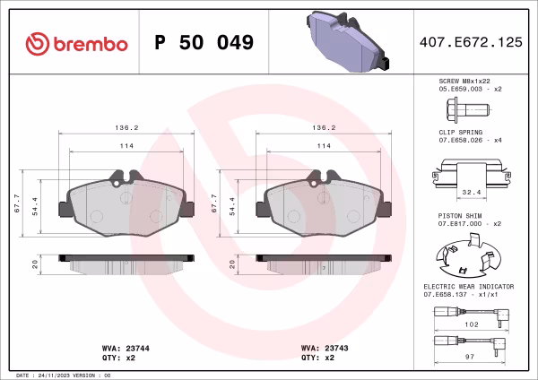 BREMBO Kit pastiglie freno, Freno a disco