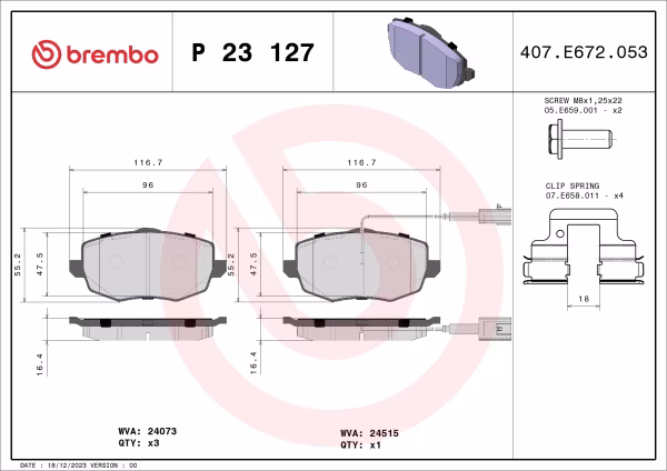 BREMBO Kit pastiglie freno, Freno a disco
