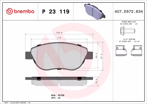 BREMBO Kit pastiglie freno, Freno a disco