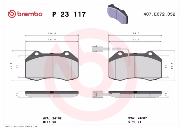 BREMBO Kit pastiglie freno, Freno a disco