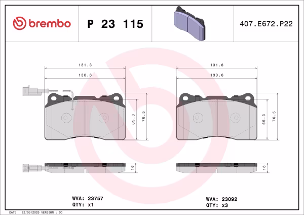 BREMBO Kit pastiglie freno, Freno a disco