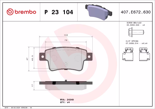 BREMBO Kit pastiglie freno, Freno a disco