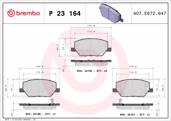 BREMBO Kit pastiglie freno, Freno a disco