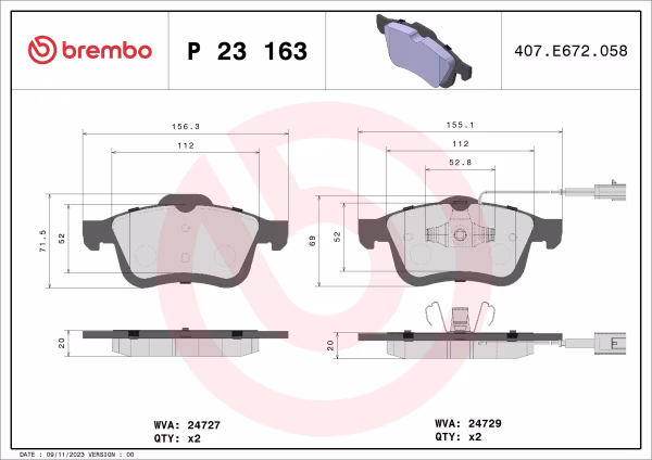 BREMBO Kit pastiglie freno, Freno a disco