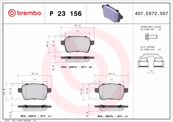 BREMBO Kit pastiglie freno, Freno a disco