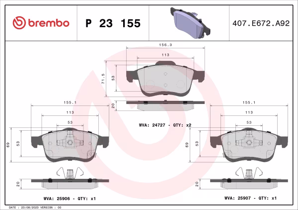 BREMBO Kit pastiglie freno, Freno a disco