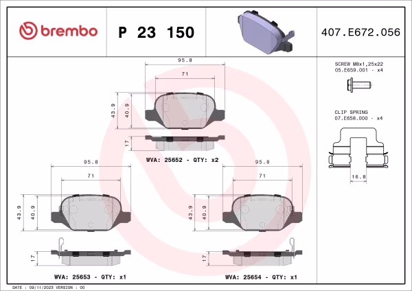 BREMBO Kit pastiglie freno, Freno a disco