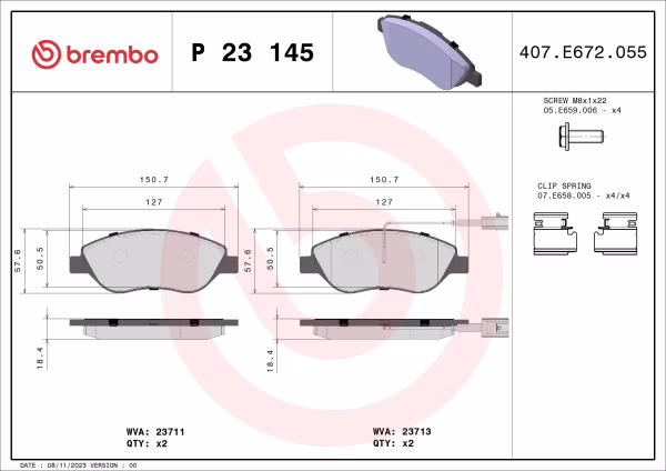 BREMBO Kit pastiglie freno, Freno a disco