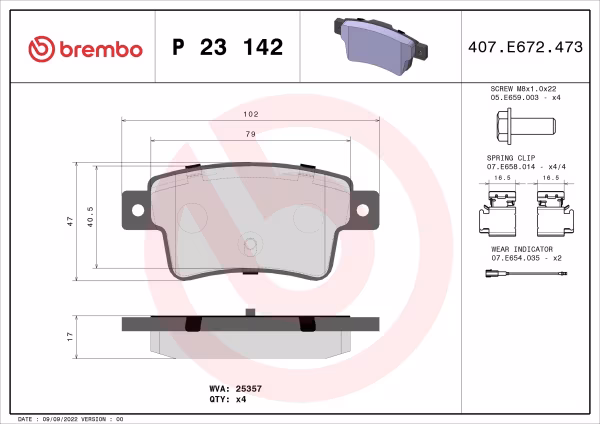 BREMBO Kit pastiglie freno, Freno a disco