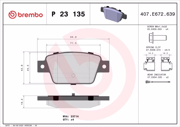 BREMBO Kit pastiglie freno, Freno a disco