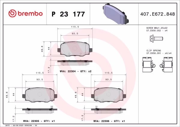 BREMBO Kit pastiglie freno, Freno a disco
