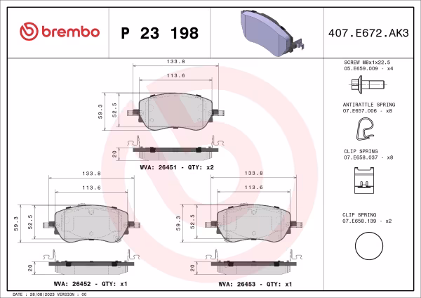 BREMBO Kit pastiglie freno, Freno a disco