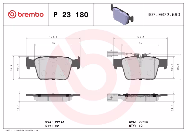 BREMBO Kit pastiglie freno, Freno a disco