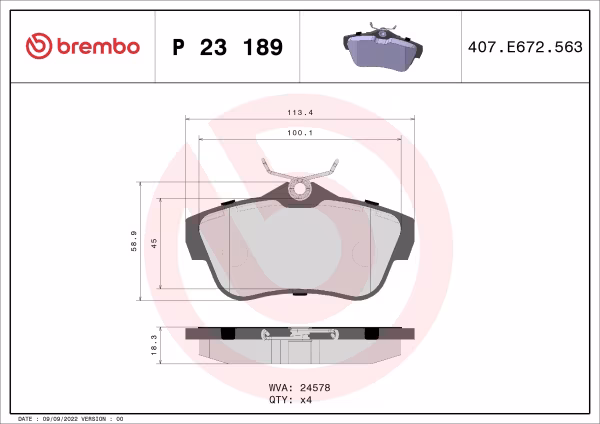 BREMBO Kit pastiglie freno, Freno a disco