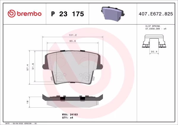 BREMBO Kit pastiglie freno, Freno a disco