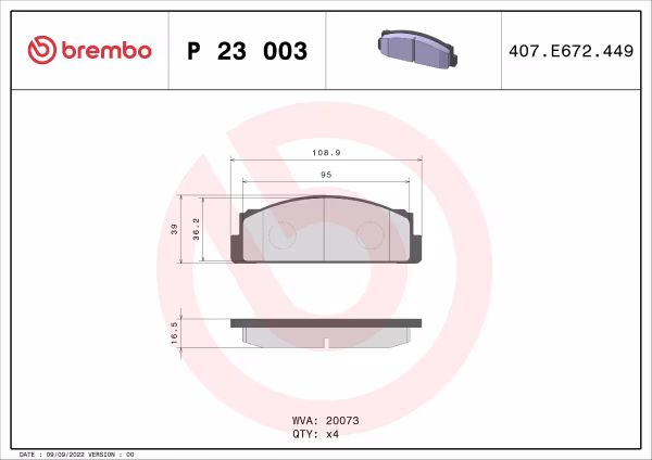 BREMBO Kit pastiglie freno, Freno a disco