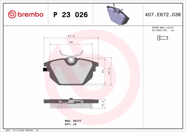 BREMBO Kit pastiglie freno, Freno a disco