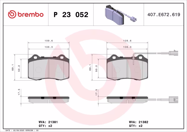 BREMBO Kit pastiglie freno, Freno a disco