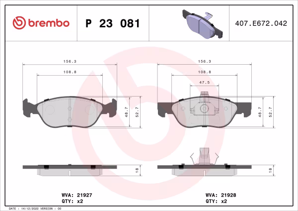 BREMBO Kit pastiglie freno, Freno a disco