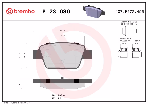 BREMBO Kit pastiglie freno, Freno a disco