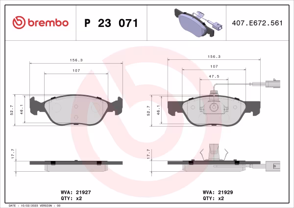 BREMBO Kit pastiglie freno, Freno a disco