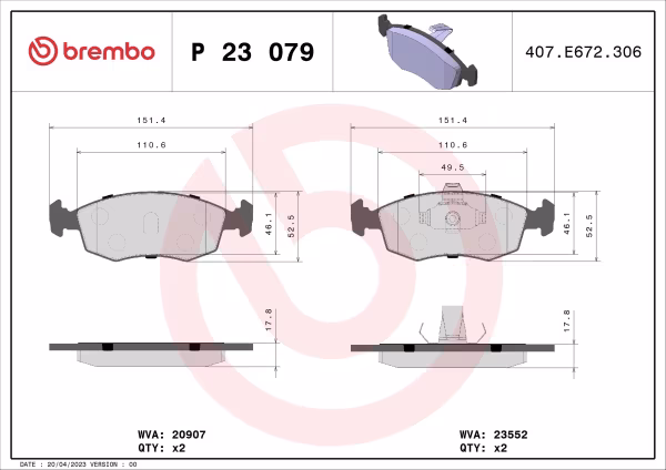 BREMBO Kit pastiglie freno, Freno a disco