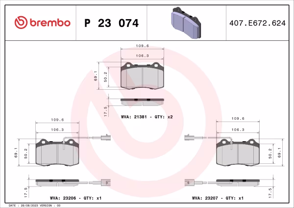 BREMBO Kit pastiglie freno, Freno a disco