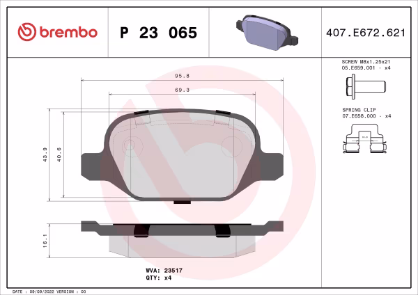 BREMBO Kit pastiglie freno, Freno a disco