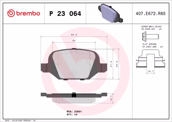 BREMBO Kit pastiglie freno, Freno a disco