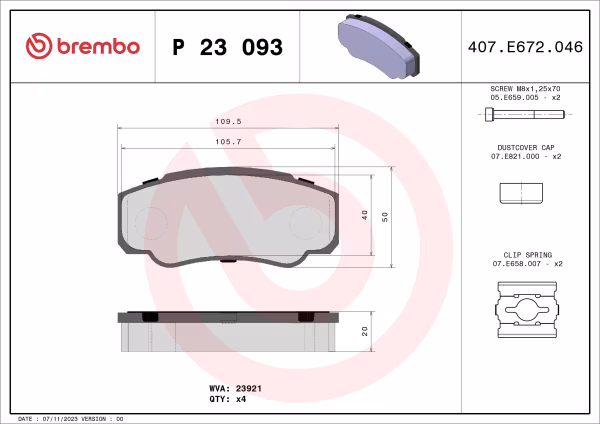 BREMBO Kit pastiglie freno, Freno a disco