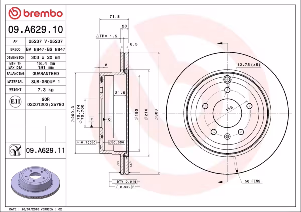 BREMBO Disco freno