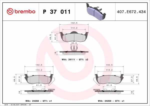 BREMBO Kit pastiglie freno, Freno a disco