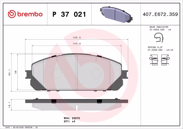 BREMBO Kit pastiglie freno, Freno a disco