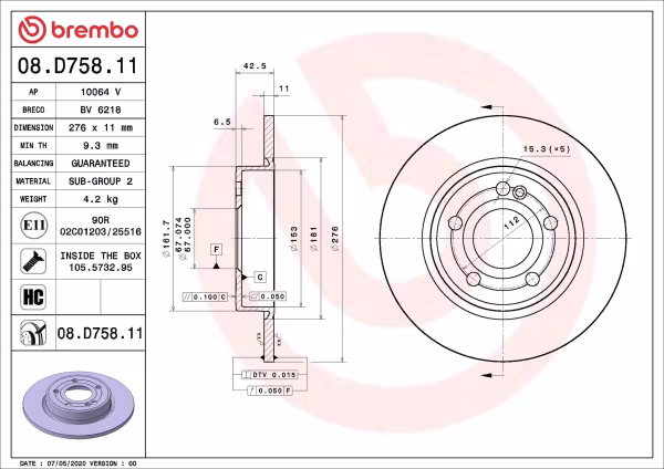BREMBO Disco freno