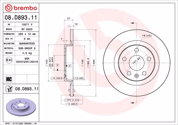 BREMBO Disco freno