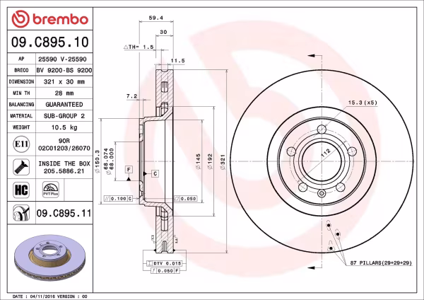 BREMBO Disco freno