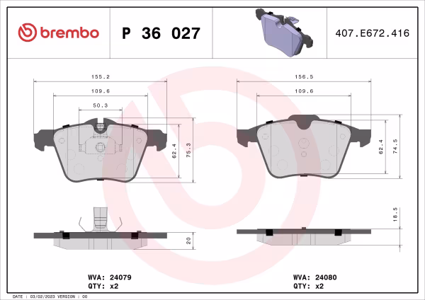 BREMBO Kit pastiglie freno, Freno a disco