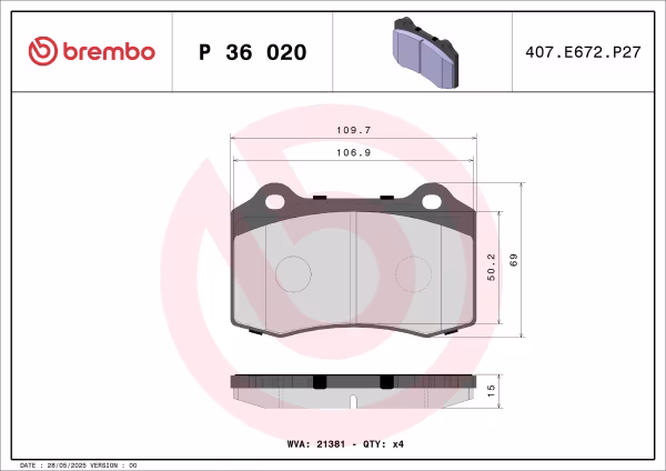 BREMBO Kit pastiglie freno, Freno a disco