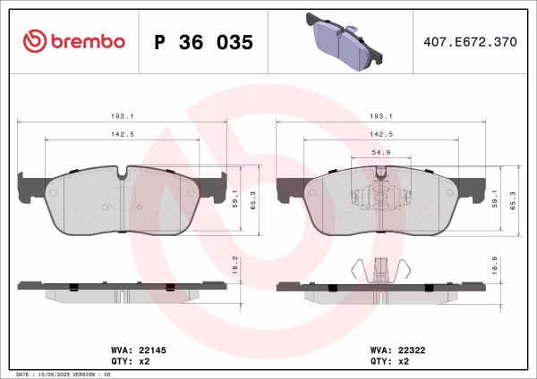 BREMBO Kit pastiglie freno, Freno a disco