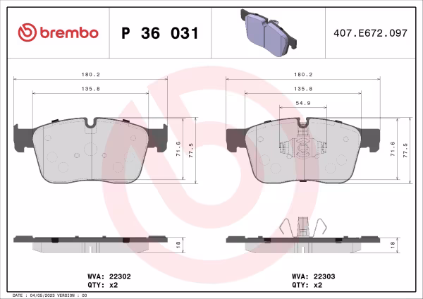 BREMBO Kit pastiglie freno, Freno a disco