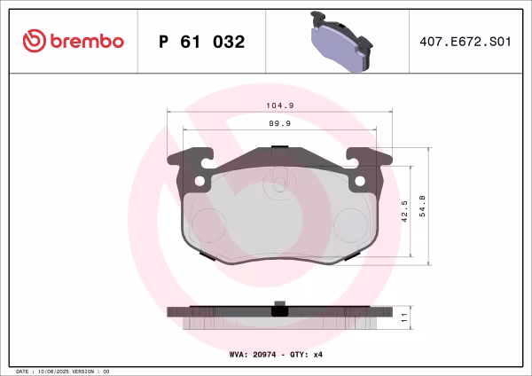 BREMBO Kit pastiglie freno, Freno a disco