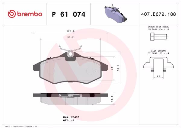 BREMBO Kit pastiglie freno, Freno a disco