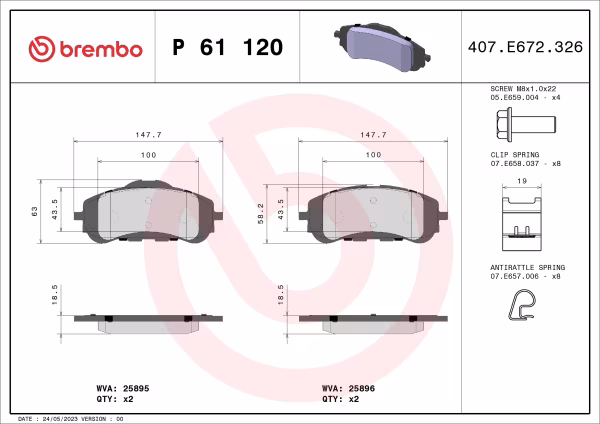 BREMBO Kit pastiglie freno, Freno a disco