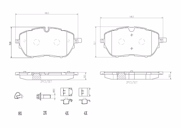BREMBO Kit pastiglie freno, Freno a disco
