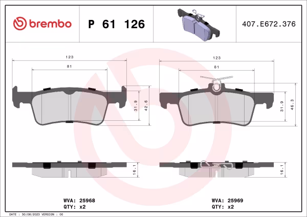 BREMBO Kit pastiglie freno, Freno a disco