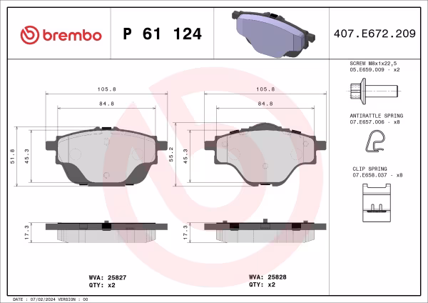 BREMBO Kit pastiglie freno, Freno a disco
