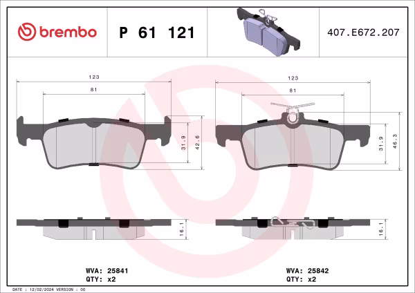 BREMBO Kit pastiglie freno, Freno a disco