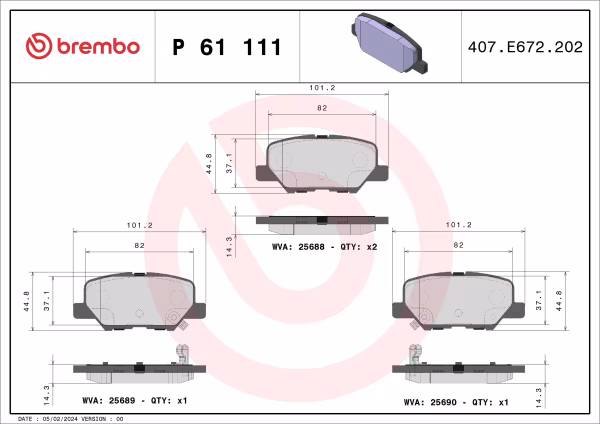 BREMBO Kit pastiglie freno, Freno a disco