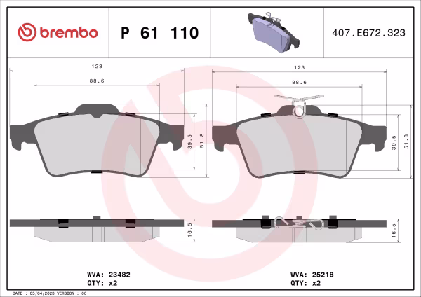 BREMBO Kit pastiglie freno, Freno a disco