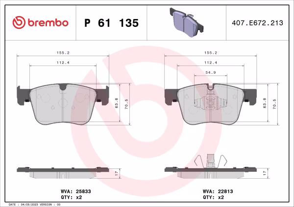 BREMBO Kit pastiglie freno, Freno a disco